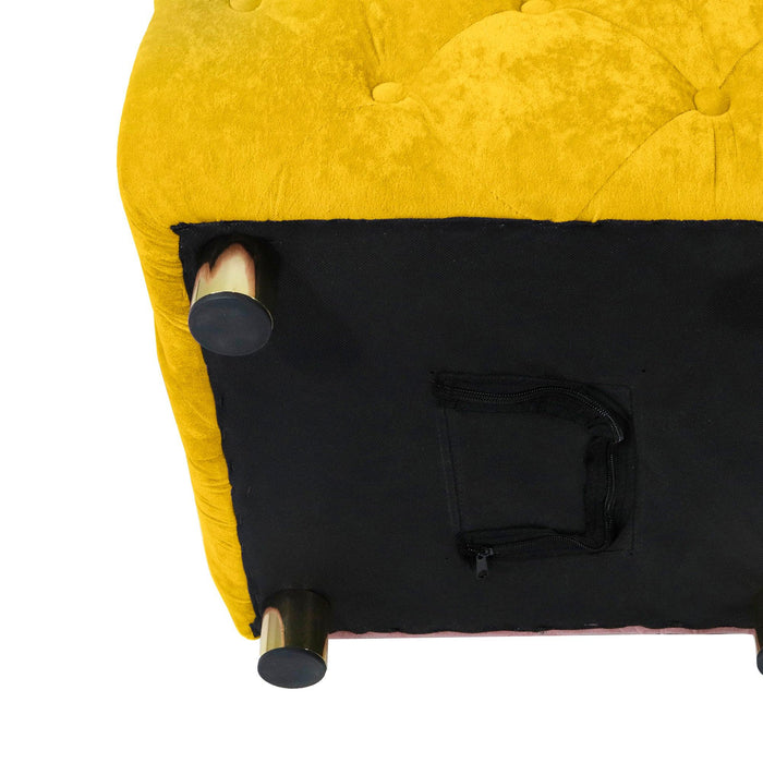 Yellow Modern Velvet Upholstered Ottoman, Exquisite Small End Table, Soft Foot Stool,Dressing Makeup Chair, Comfortable Seat for Living Room, Bedroom, Entrance - DTYStore