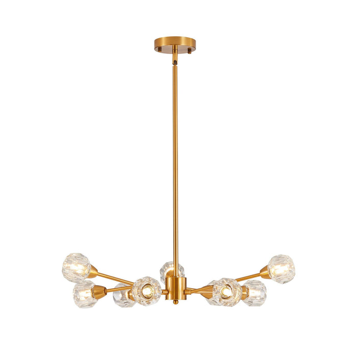 Modern Crystal Chandeliers, 9 Lights Golden Chandelier for Living Room Bedroom, Dining Room Chandelier Over Table, Kitchen Light Fixtures(Bulbs Not Included) - DTYStore