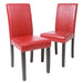 Urban Style Solid Wood Leatherette Padded Parson Chair, Red, Set of 2 - DTYStore