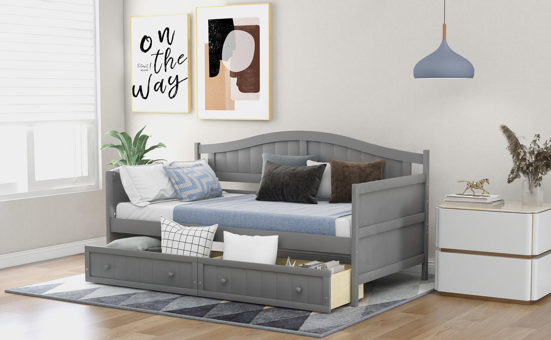 Twin Wooden Daybed with 2 drawers, Sofa Bed for Bedroom Living Room,No Box Spring Needed,Gray - DTYStore