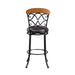 1pc Pub Height Swivel Chair Faux Leather Upholstered Black Metal Frame Dining Furniture - DTYStore