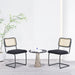 Set of 2, Teddy Velvet Dining Chair with High-Density Sponge, Rattan Chair for Dining room, Living room, Bedroom, Black - DTYStore