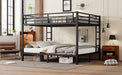 Metal California king over California king Bunk Bed for Teens and Adults,Space-Saving/Noise Reduced/No Box Spring Needed, Black - DTYStore
