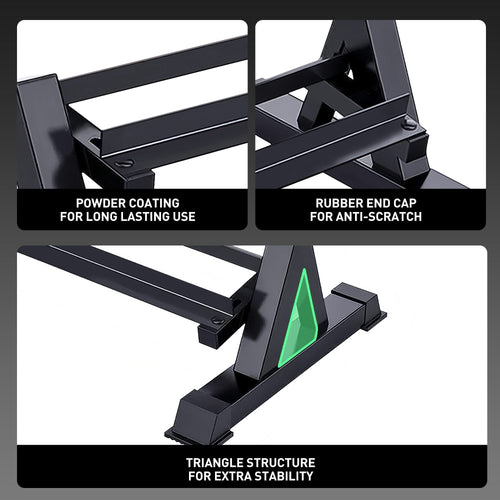 3-Tier Dumbbell Rack Stand: Holds 5-50lb weights with a 1100 lb max capacity. Designed specifically for dumbbell storage. - Image 2