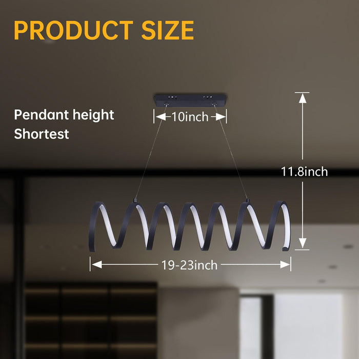 23"L X 6"H Spiral Loop Aluminum Integrated 14 W Led W/ Adjustable 47" - 12" Suspension Wire Modern Ceiling Pendant - DTYStore
