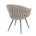 Braided Matisse Contemporary Chair in Black Metal with Grey Faux Leather and Grey Fabric by LumiSource - DTYStore