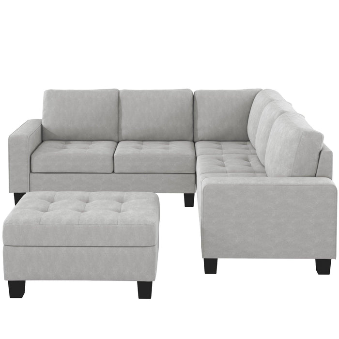 Orisfur. Sectional Corner Sofa L-shape Couch Space Saving with Storage Ottoman & Cup Holders Design for Large Space Dorm Apartment,Light Grey - DTYStore