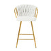 Modern design High stool Gold Plated legs Kitchen Dining White linen bar chair, suitable for Cafe Bar Restaurant (set of 2) - DTYStore