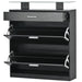 Slim Entryway Organizer with 2 Flip Drawers, Tempered Glass Top Shoe Storage Cabinet with Drawer, Free Standing Tipping Bucket Shoe Rack with LED Light for Hallway, Black - DTYStore