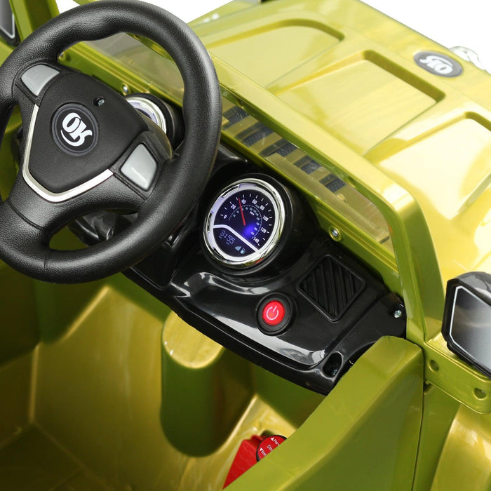Kids Ride-on Car, Off-Road Truck with MP3 Connection, Working Horn, Steering Wheel, and Remote Control, 12V Motor, Green