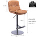 Swivel Bar Stools Black Titanium Stainless Steel Base and Footrest, Grade, Faux Leather Bar Chair with Backrest (Brown 1pc) - DTYStore