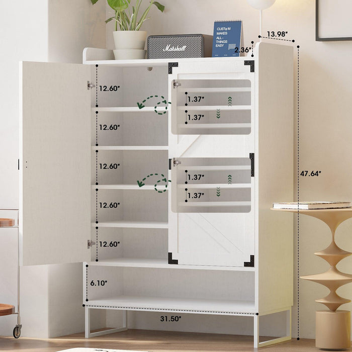 Shoe Cabinet with Doors, 6-Tier Shoe Storage Cabinet with Adjustable Shelves, Wooden Shoes Rack Shoe Storage Organizer for Entryway, Hallway, Closet, Living Room - DTYStore