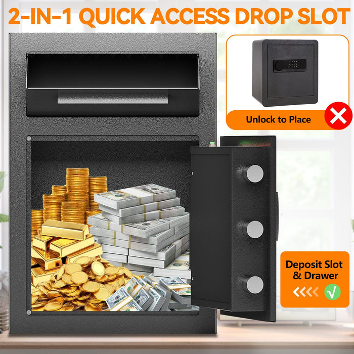 Digital Depository Safe Made of Carbon Steel Electronic Code Lock Depository Safe with Deposit Slot Depository Box for Home Hotel Restaurant and Office - DTYStore