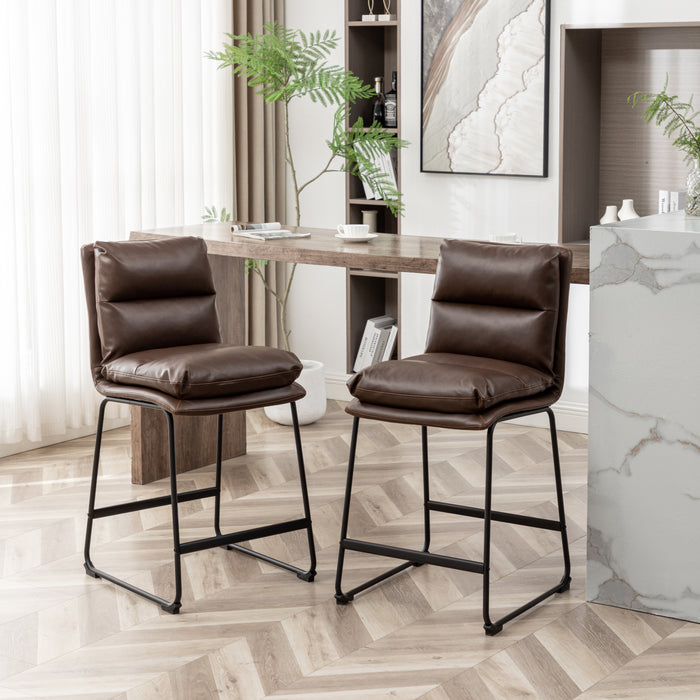 Milos Upholstered 26-inch Counter Height Stools, Set of 2, Antique Brown - DTYStore