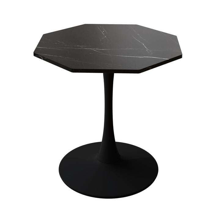 31.50"Modern Octagonal Coffee Table with Printed Black Marble Table Top,Metal Base, for Dining Room, Kitchen, Living Room - DTYStore