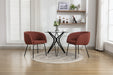 040-Set of 2 Boucle Fabric Dining Chairs With Black Metal Legs,Wine Red - DTYStore