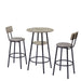 Round Bar Stool Set With Shelf, Upholstered Stool With Backrest Grey, 23.62'' W x 23.62'' D x 35.43'' H. - DTYStore