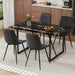 Table and chair set.Modern Black Marble Pattern MDF Dining Table Set - 55'x31.4' with 4 Extended Seat Cushion PU Dining Chairs.Black Cushion.Iron Pipe Spraying Chair Legs. - DTYStore