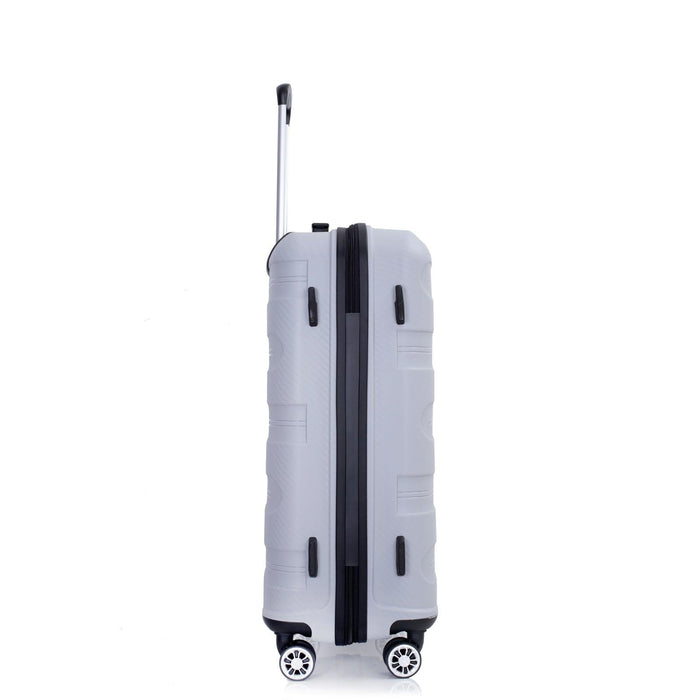 Hardshell Suitcase Spinner Wheels PP Luggage Sets Lightweight Durable Suitcase with TSA Lock,3-Piece Set (20/24/28) ,Silver - DTYStore