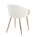 Claire Contemporary/Glam Chair in Gold Metal and White Faux Leather by LumiSource - Set of 2 - DTYStore