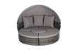 5 Pieces Outdoor Patio Round Daybed Furniture,Wicker Conversation Set with Retractable Canopy, Soft Cushions, and Storable Table for Leisure in Porch Backyard - DTYStore