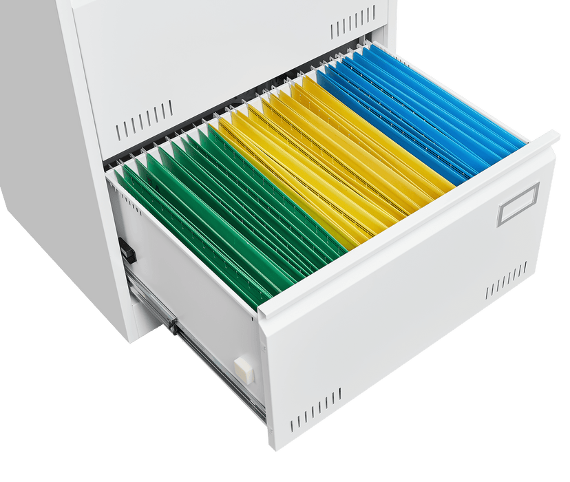 Filing Cabinet Lateral File Cabinet 2 Drawer, White Filing Cabinets with Lock, Locking Metal File Cabinets Three Drawer Office Cabinet for Legal/Letter/A4/F4 Home Offic - DTYStore