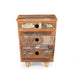 End Table Recycled Wood Nightstand, Side Table with 3 Drawers, Vintage Natural Bedside Table for Bedroom Living Room - DTYStore