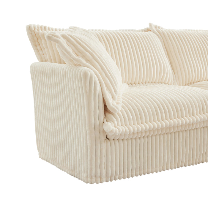 Set of 2 Slipcovered Armchairs,Deep Seat Accent Chair Set for Living Room, Reading Room, Bedroom and Working Spaces,Armchair Sets with Large Soft Pillows,Cream Corduroy Fabric