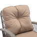 3 Pieces Outdoor Swivel Rocker Patio Chairs, 360 Degree Rocking Patio Conversation Set with Thickened Cushions and Glass Coffee Table for Backyard, Khaki - DTYStore