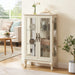 2 Doors Curio Cabinet with Tempered Glass Doors, Curio Cabinets with Mirrored Back Panel and Adjustable Shelves, Lighted Display Cabinet for Home, Office Light Bulb Included White - DTYStore