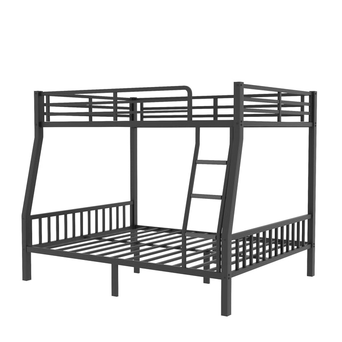 Full XL Over Queen Metal Bunk Bed with Ladder and Slats Support for Adults Teens, Black - DTYStore