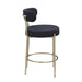 Woker Furniture Modern Sherpa Counter Height Stools Set of 2, Uphsoltered 26' Seat Height Barstools with Brushed Brass Metal Legs Round Low Back Kitchen Stools with Footrest for Dining Room, Black - DTYStore