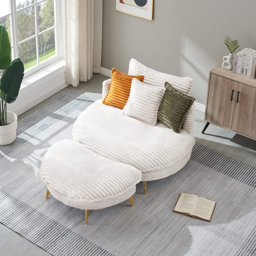 65.00 inches long, Corduroy Sofa Fabric, with three matching pillows and two spacious and comfortable seats, for Apartment Office Living Room -Beige - Image 3