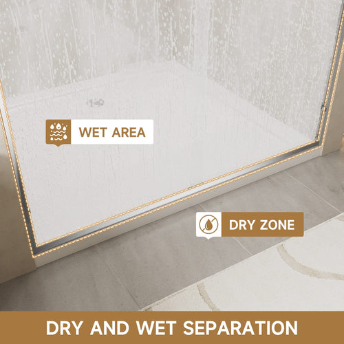 Aluminum Frame Double Sliding Soft-Close Shower Door with Chrome Finish, 1/4 Inches Tempered Glass and Dual 304 Stainless Steel Handles, 56-60 inches W x 72 inches H - Image 8