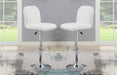 Adjustable Bar stool Chair White Faux Leather Clean Lines Seat Chrome Base Modern Set of 2 Chairs / Bar Stool Dining Kitchen - DTYStore