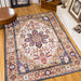 Area Rug 8x10 Vintage Bohemia Large Persian Non-slip Washable Rug For Living Room Kitchen Bedroom Living Room Flower Design Blue/Gold - DTYStore