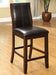 Transitional Dining Room Counter Height Chairs Set of 2pc High Chairs only Brown Cherry Unique Curved Back Espresso Leatherette Padded Seat - DTYStore