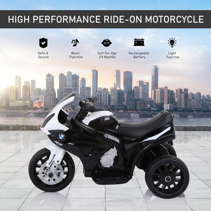 6V Kids Motorcycle Licensed BMW, Toddler Motorcycle with Headlight, Music, 3 Wheeled Electric Motorcycle for Kids, Gift for Boys & Girls, Black - DTYStore