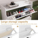 Shoe Cabinet with 2 Flip Drawers,Shoe Storage Cabinet for Entryway,Freestanding Shoe Cabinet Organizer with Open Storage,Narrow Farmhouse Shoe Rack with Metal Corner Decoration Legs,White - DTYStore