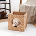 Water Hyacinth Woven Wicker Square Cat Bed Cave - 13" x 13" x 13" - For Small and Medium Cat Breeds and Chihuahua - DTYStore