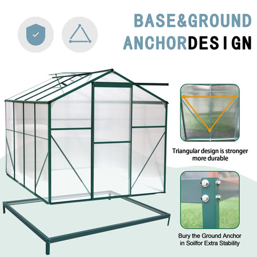 Polycarbonate Greenhouse,6'x 8' Heavy Duty Walk-in Plant Garden Greenhouse for Backyard/Outdoor - Image 5