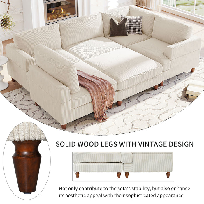 U_Style Modular Sectional Sofa with Ottoman L Shaped Corner Sectional for Living Room, Office, Spacious Space(old sku: WY000373AAA)