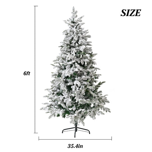 6FT Unlit Artificial Christmas Tree with Snow Flocked Design and Metal Stand, Full Appearance, Easy Assembly - Image 3