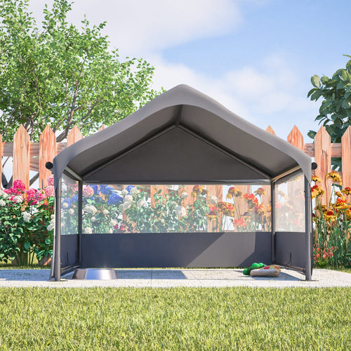 Extra Large Outdoor Dog House Tent with 3-Sided Mesh Windows, Breathable Sun Rain Cover Pet Shelter with Canopy and Ground Stakes for Dogs, Cats, Livestock – 4' x 4' x 3.3', Gray - Image 14