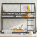 Twin over Twin Rubber Wood Floor Bunk Bed, with ladder,Guardrails,House-Shaped-Bunk Bed, Black - DTYStore