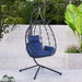 Egg Chair with Stand Indoor Outdoor Swing Chair Patio Wicker Hanging Egg Chair Hanging Basket Chair Hammock Chair with Stand for Bedroom Living Room Balcony - DTYStore