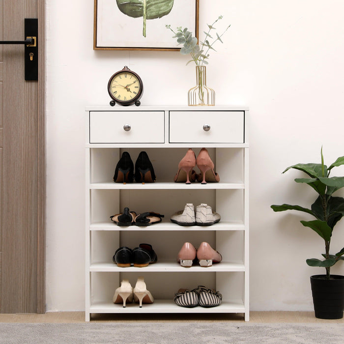 Storage Rack Storage Organiser in the Entryway Economical Home Shoe Rack Multi-Layer Shoe Cabinet,bring 2 drawers ,Very Suitable for Entrance Hallway (White) - DTYStore