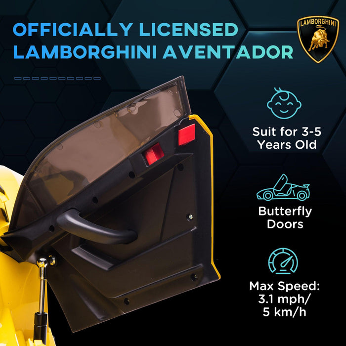 Lamborghini Aventador Licensed Kids Ride on Car with Scissor Doors, Easy Transport, 12V Electric Car for Kids with Remote Control, Suspension System, Horn, Music, Lights, Yellow - DTYStore