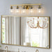 Golden 5-Light Vanity Light with Clear Glass Shades, Modern Iron Metal Bathroom Wall Fixture for Mirror, Ideal for Bathroom and Dressing Table (No Bulbs) - DTYStore