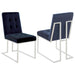 Blue and Chrome Tufted Back Dining Chair (Set of 2) - DTYStore